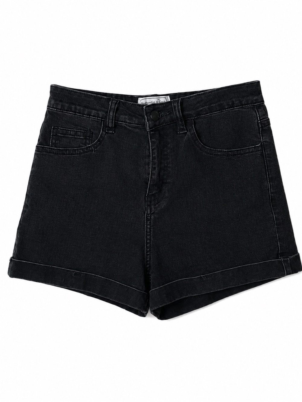 Moussy Black High Rise Cuffed Denim Shorts Size Small